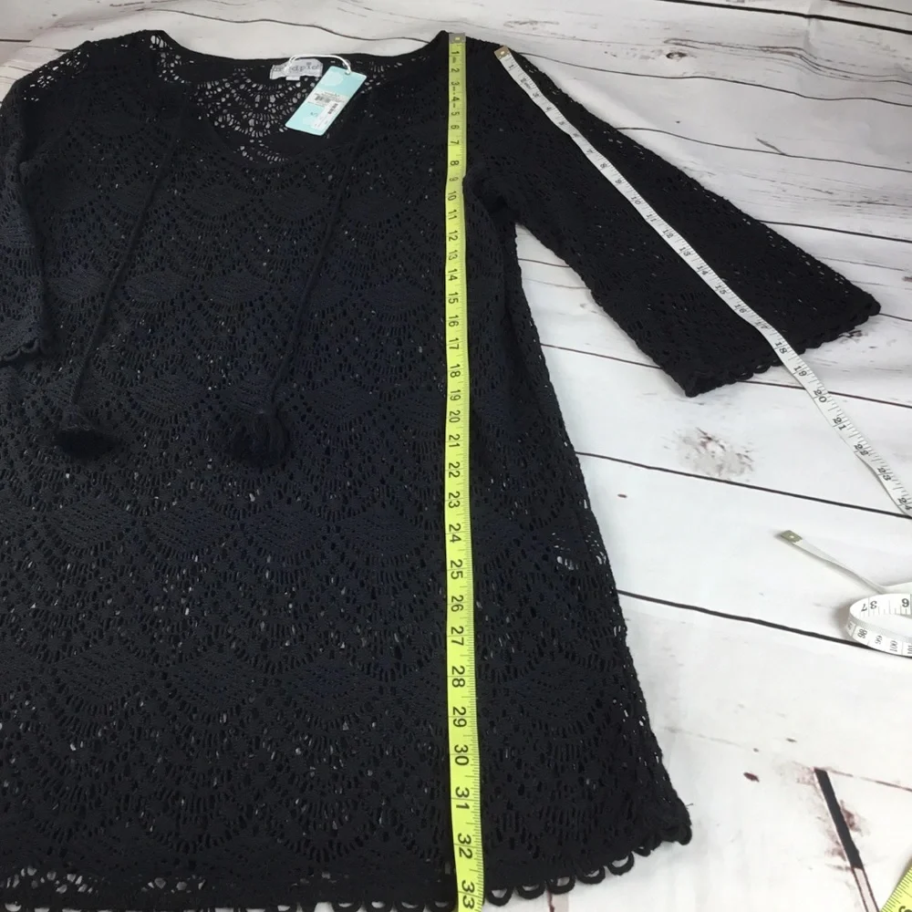 NWT Black Mudpie Emma Crochet‎ Swimsuit Coverup.